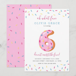 Donut Birthday-firande | sex Inbjudningar