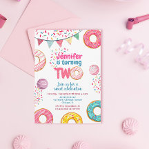 Donut Birthday-inbjudan Sweet TWO