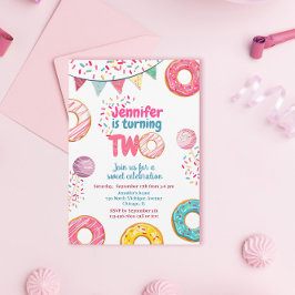 Donut Birthday-inbjudan Sweet TWO Inbjudningar