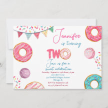 Donut Birthday-inbjudan Sweet TWO