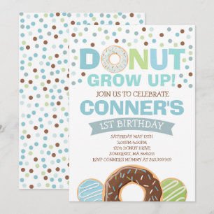 Donut Birthday-inbjudan: Väg upp Party Inbjudningar