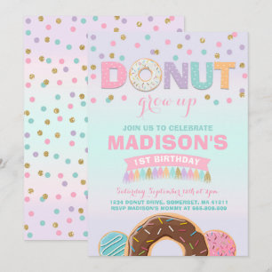 Donut Birthday-inbjudan: Väg upp Party Inbjudningar