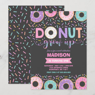 Donut Birthday-inbjudan: Väg upp Party Inbjudningar