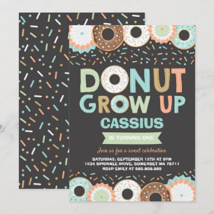 Donut Birthday-inbjudan: Väg upp Party Inbjudningar