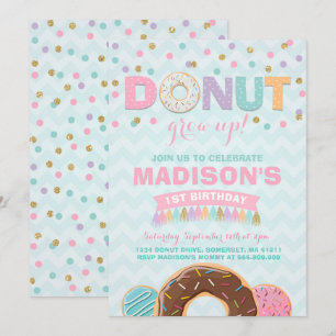 Donut Birthday-inbjudan: Väg upp Party Inbjudningar