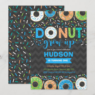 Donut Birthday-inbjudan: Väg upp Party Inbjudningar