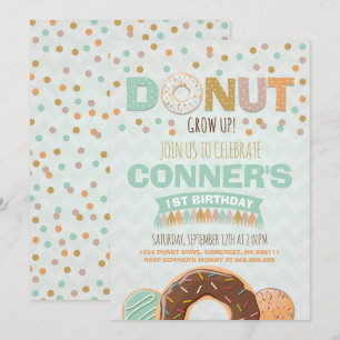 Donut Birthday-inbjudan: Väg upp Party Inbjudningar