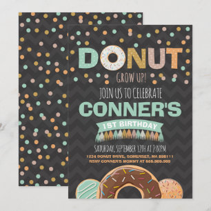 Donut Birthday-inbjudan: Väg upp Party Inbjudningar