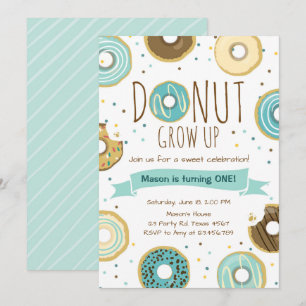 Donut Birthday-inbjudan: Väg upp Party Inbjudningar