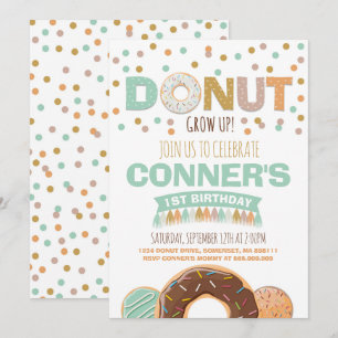 Donut Birthday-inbjudan: Väg upp Party Inbjudningar