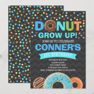 Donut Birthday-inbjudan: Väg upp Party Inbjudningar