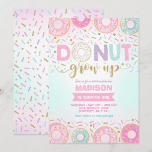 Donut Birthday-inbjudan: Väg upp Party Inbjudningar
