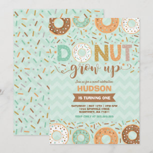 Donut Birthday-inbjudan: Väg upp Party Inbjudningar