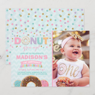 Donut Birthday-inbjudan: Väg upp Party Inbjudningar