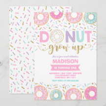 Donut Birthday-inbjudan: Väg upp Party