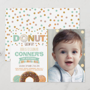 Donut Birthday-inbjudan: Väg upp Party Inbjudningar