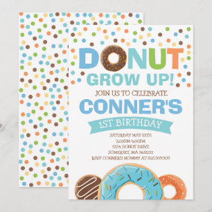 Donut Birthday-inbjudan: Väg upp Party Inbjudningar