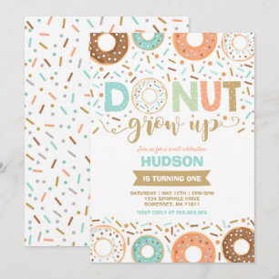 Donut Birthday-inbjudan: Väg upp Party Inbjudningar