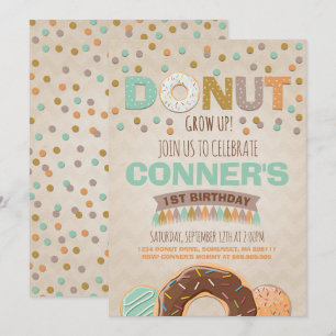 Donut Birthday-inbjudan: Väg upp Party Inbjudningar