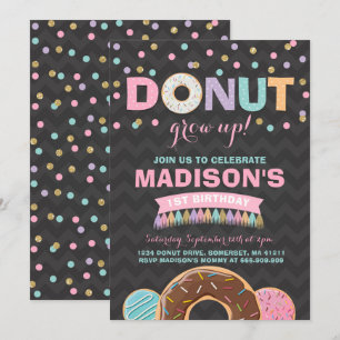 Donut Birthday-inbjudan: Väg upp Party Inbjudningar