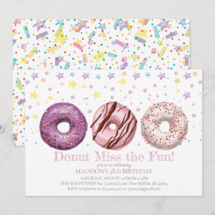 Donut Birthday-inbjudan: Väg upp Party Inbjudningar