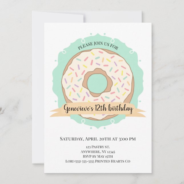 Donut Birthday Inbjudningar (Framsida)