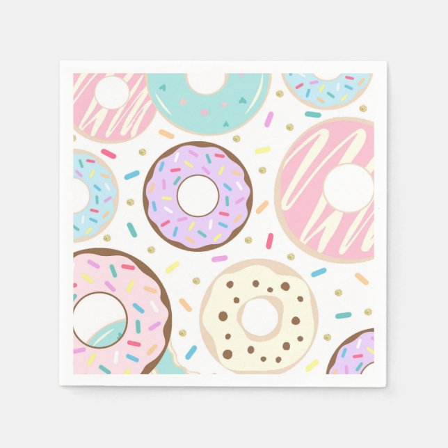 Donut Birthday Napkins, Donut Party Napkins Pappersservett (Framsidan)