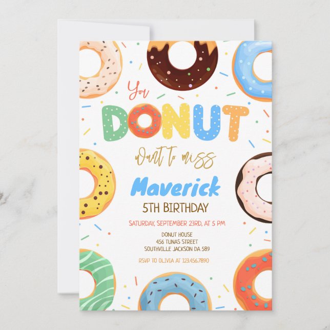 Donut Birthday Party Invitation Inbjudningar (Framsida)