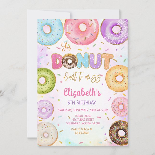 Donut Birthday Party Invitation Inbjudningar (Framsida)