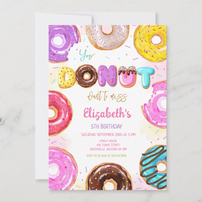Donut Birthday Party Invitation Inbjudningar (Framsida)