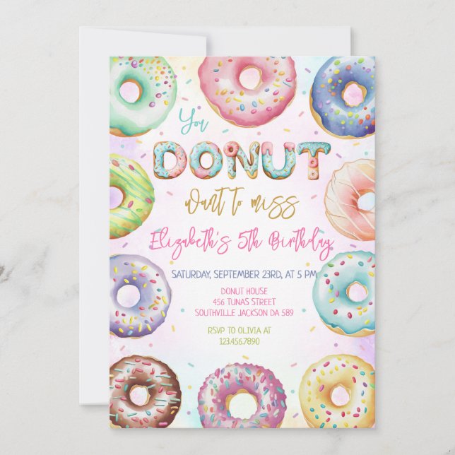 Donut Birthday Party Invitation Inbjudningar (Framsida)
