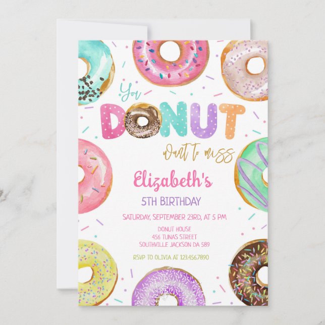 Donut Birthday Party Invitation Inbjudningar (Framsida)