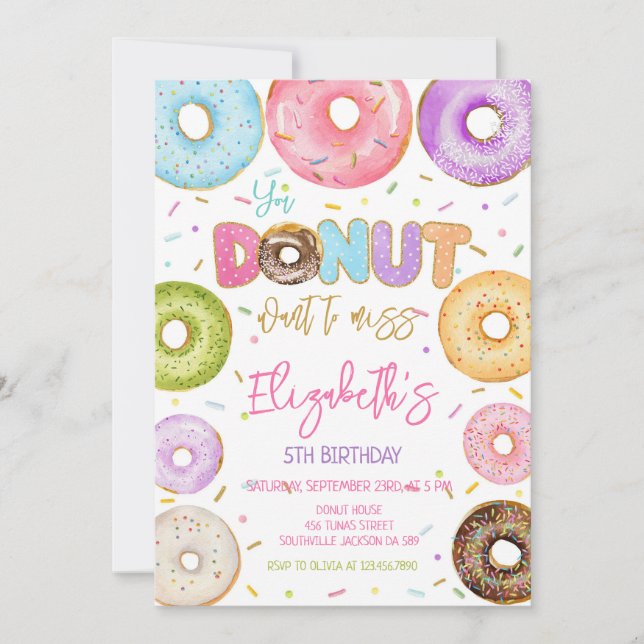 Donut Birthday Party Invitation Inbjudningar (Framsida)