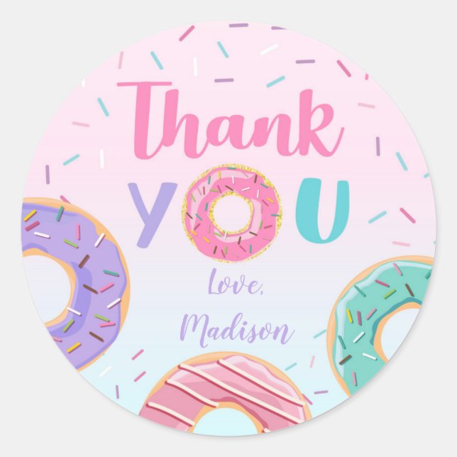 Donut Birthday Stickers etiketter (Framsida)