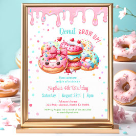 Donut Birthday Sweet Cute Rosa Colorful Girl Inbjudningar