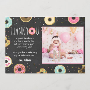 Donut Birthday Tack för att du kort Rosa Girl Girl