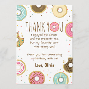 Donut Birthday Tack för att du kort Rosa Girl Girl