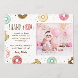 Donut Birthday Tack för att du kort Rosa Girl Girl