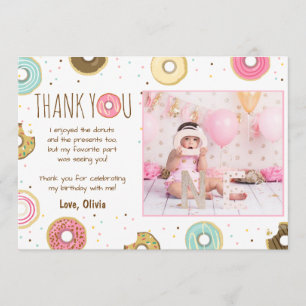 Donut Birthday Tack för att du kort Rosa Girl Girl