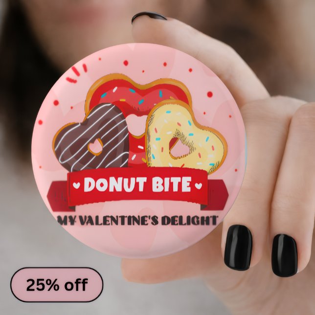 Donut Bite My Valentine Day Pin Button —Cute Patch Knapp (Skapare uppladdad)