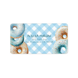 Donut | Blue Gingham Adressetiketters Adressetikett