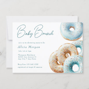 Donut Blue Gingham Boy Shower Inbjudningar