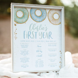 Donut Boys 1st Birthday Milestone Poster Sign Blue