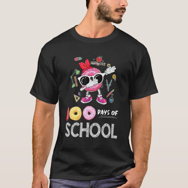 Donut Cake Student Lacher Lycklig 100 dagar i Scho T Shirt (Framsida)