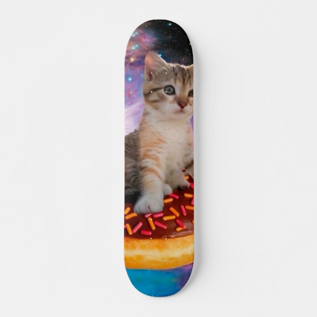 Donut Cat - Donut älskare Mini Skateboard Bräda 18,5 Cm (Framsida)