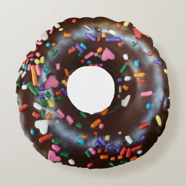 Donut Chocolate Sprinkles Rund Kudde (Framsidan)