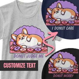 Donut Cute Corgi Anpassningsbar Text T-Shirt