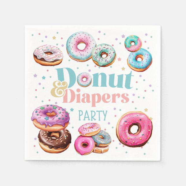 Donut & Diaper Baby dusch Party Napkins Pappersservett (Framsidan)