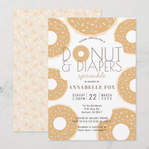 Donut & Diaper Sprinkle Caramel Baby Shower Inbjudningar