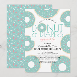 Donut & Diaper Sprinkle Mint Drive by Baby Shower Inbjudningar